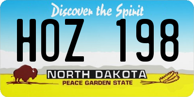 ND license plate HOZ198