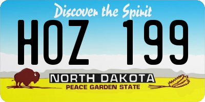 ND license plate HOZ199