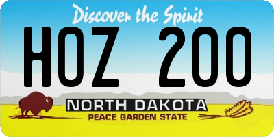 ND license plate HOZ200