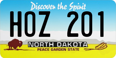 ND license plate HOZ201