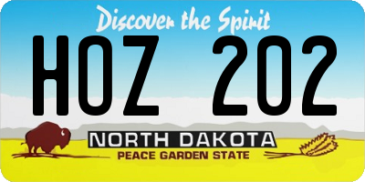 ND license plate HOZ202