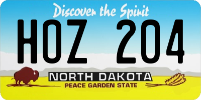 ND license plate HOZ204