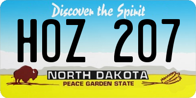 ND license plate HOZ207