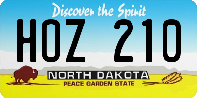 ND license plate HOZ210