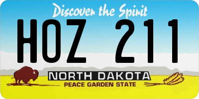 ND license plate HOZ211