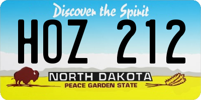 ND license plate HOZ212