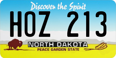 ND license plate HOZ213