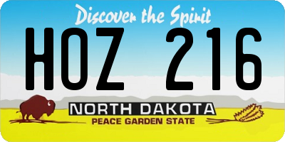 ND license plate HOZ216