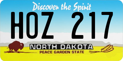 ND license plate HOZ217