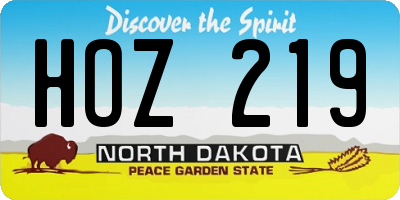 ND license plate HOZ219
