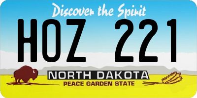 ND license plate HOZ221