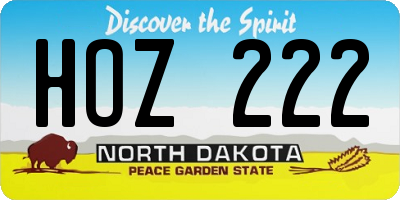 ND license plate HOZ222