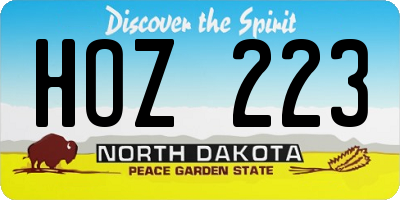 ND license plate HOZ223