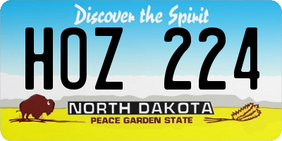 ND license plate HOZ224