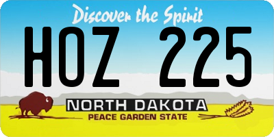 ND license plate HOZ225