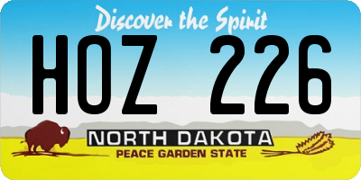 ND license plate HOZ226