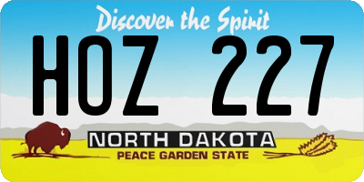 ND license plate HOZ227