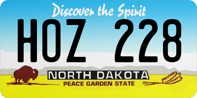 ND license plate HOZ228