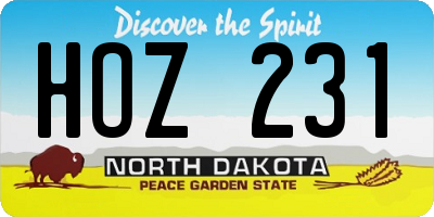 ND license plate HOZ231