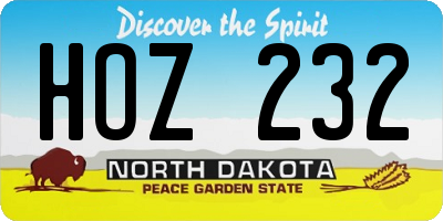 ND license plate HOZ232
