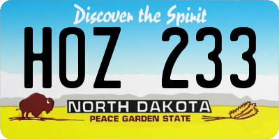 ND license plate HOZ233