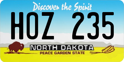 ND license plate HOZ235