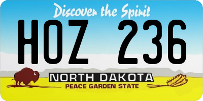 ND license plate HOZ236