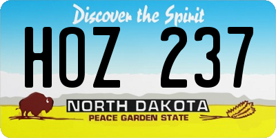 ND license plate HOZ237