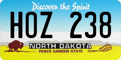 ND license plate HOZ238