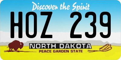 ND license plate HOZ239