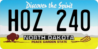 ND license plate HOZ240