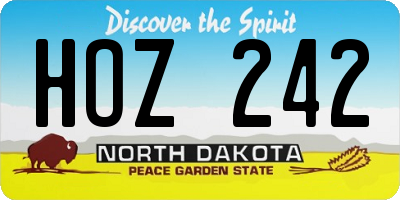 ND license plate HOZ242