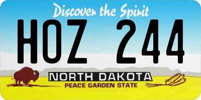 ND license plate HOZ244