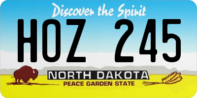 ND license plate HOZ245