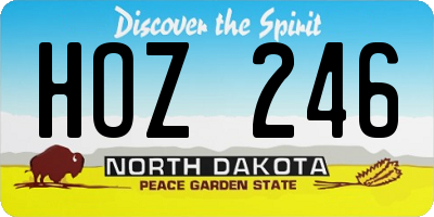 ND license plate HOZ246