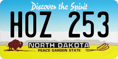 ND license plate HOZ253
