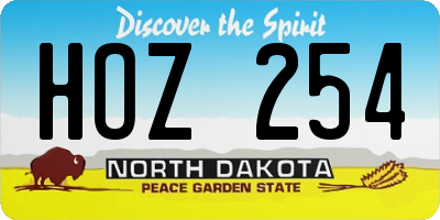 ND license plate HOZ254