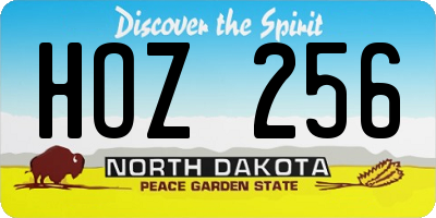 ND license plate HOZ256