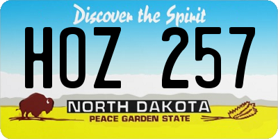 ND license plate HOZ257