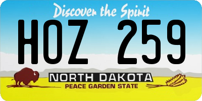 ND license plate HOZ259
