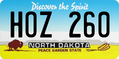 ND license plate HOZ260