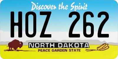 ND license plate HOZ262