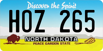 ND license plate HOZ265