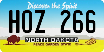 ND license plate HOZ266