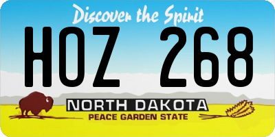 ND license plate HOZ268
