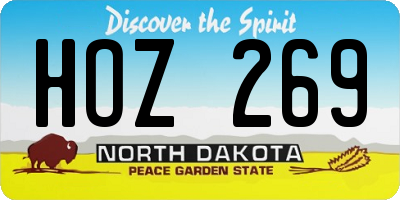 ND license plate HOZ269