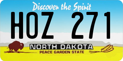 ND license plate HOZ271