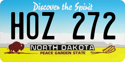 ND license plate HOZ272