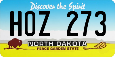 ND license plate HOZ273