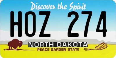 ND license plate HOZ274